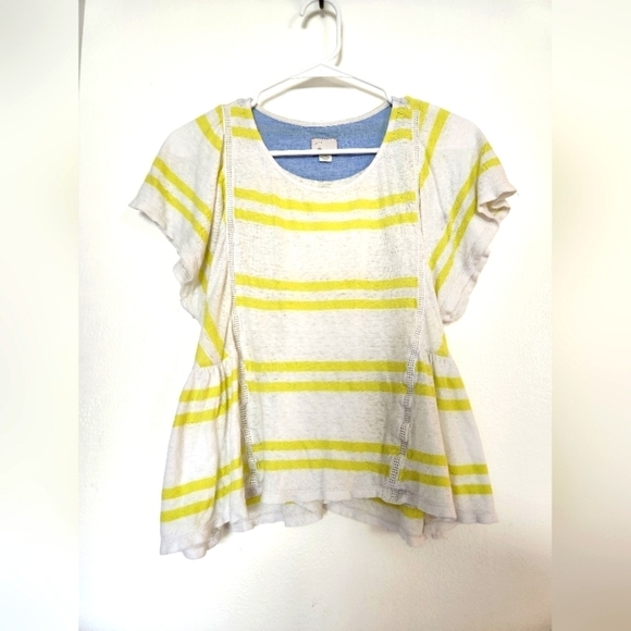 Yellow and White Anthropologie Top - Picture 5 of 5